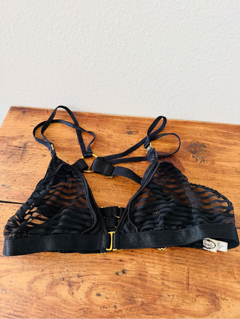 Bordelle Black See Through Striped Triangle Bra